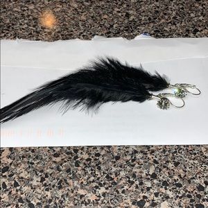 Rodrigo Otazu black feather and Swarovski earrings